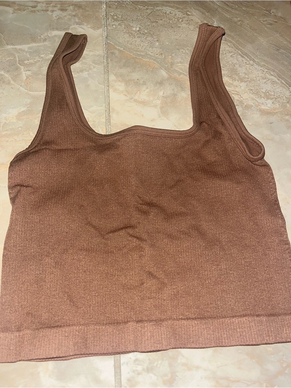 Women’s Ribbed Crop Tank Top - Brown